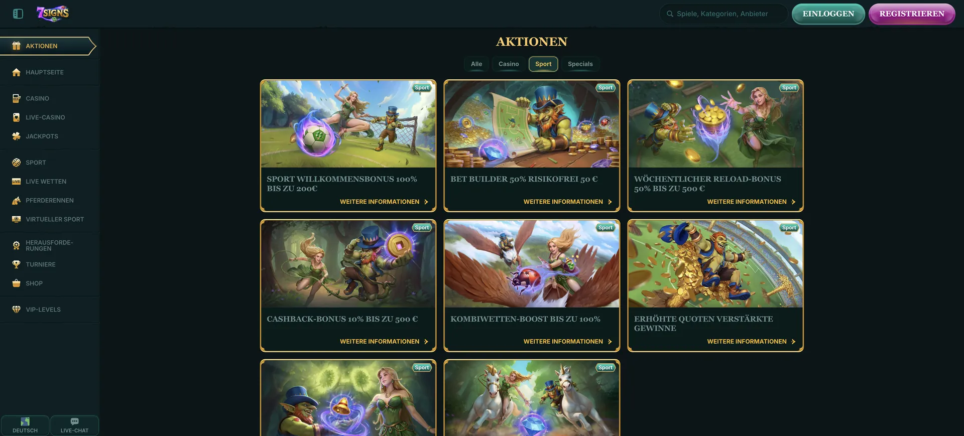 7Signs Casino Bonus: Sport