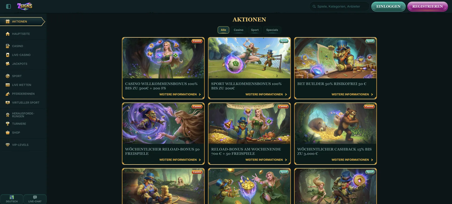 7Signs Casino Bonus: Aktionen