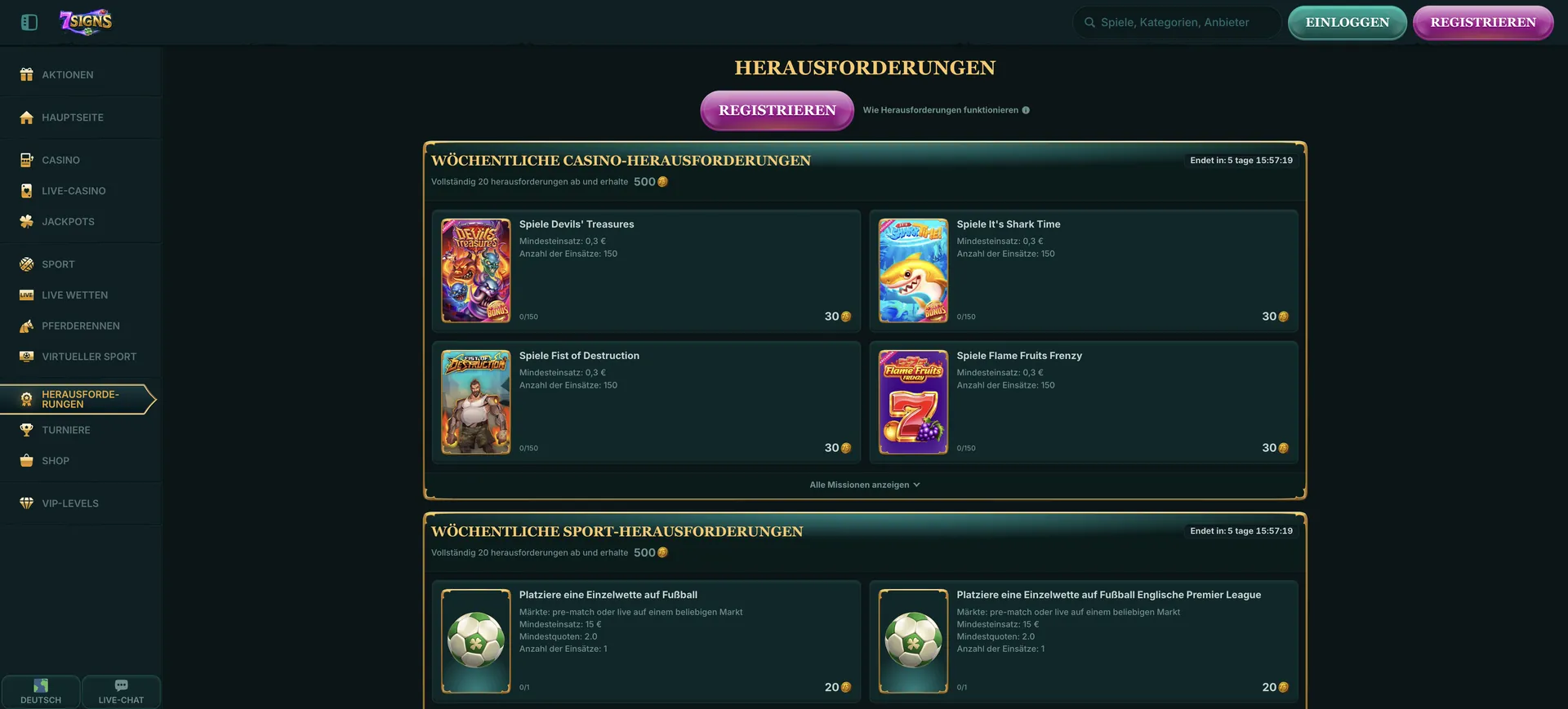 7Signs Casino App: Herausforderungen