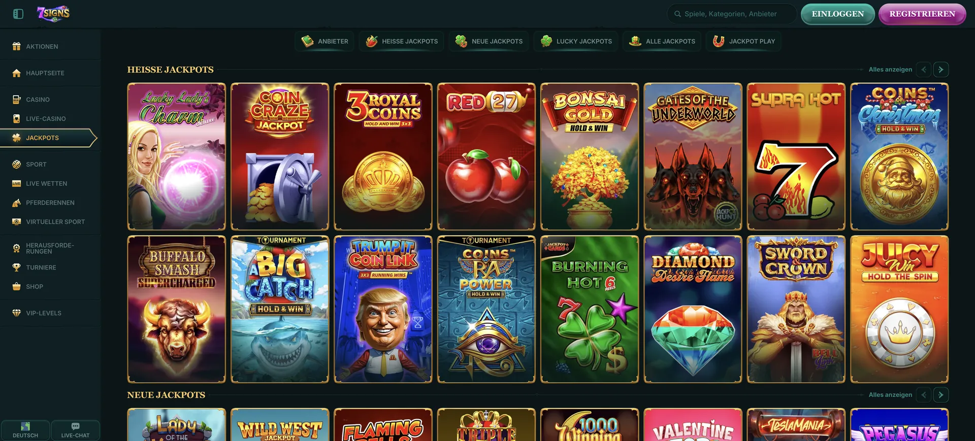 7Signs Casino Bonus ohne Einzahlung: Jackpots