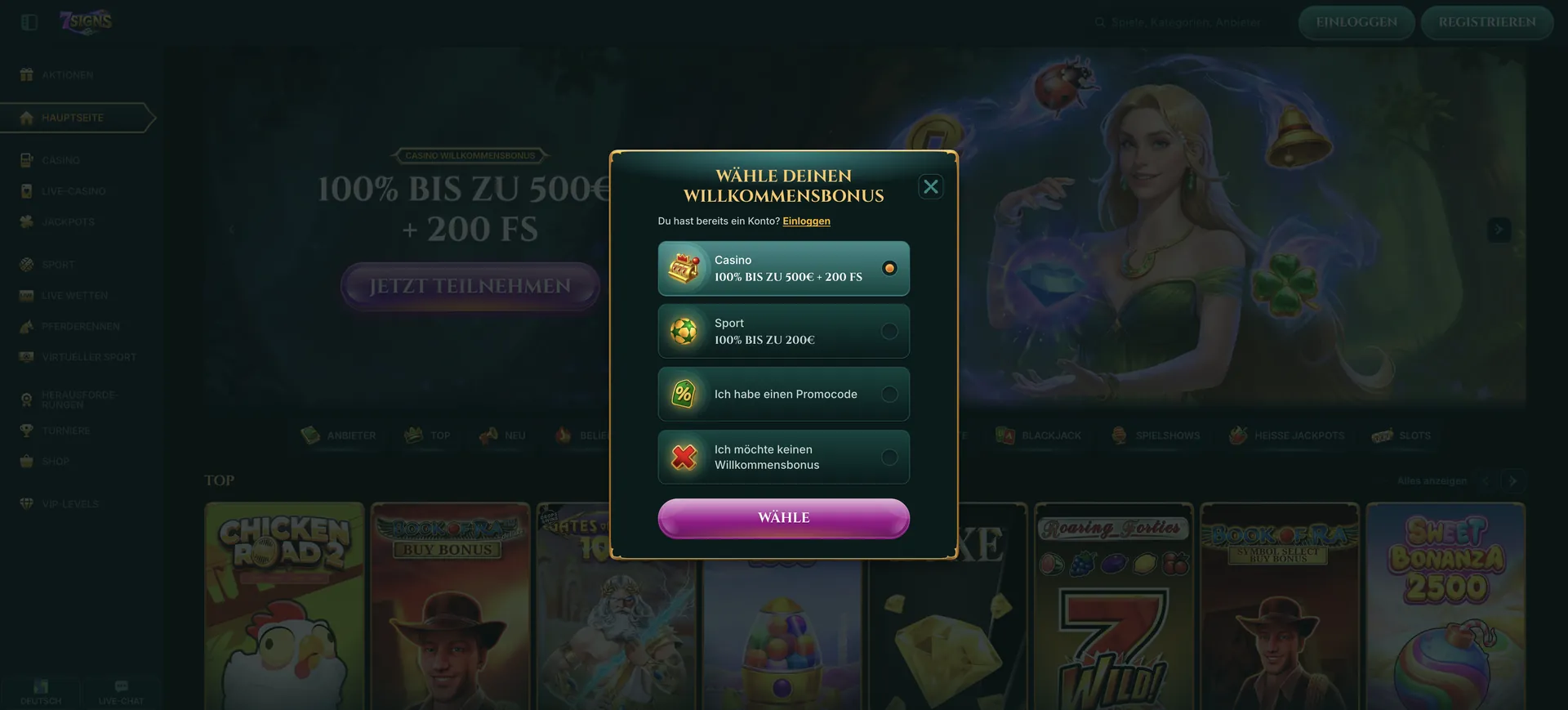 7Signs Casino Login: Registrierung