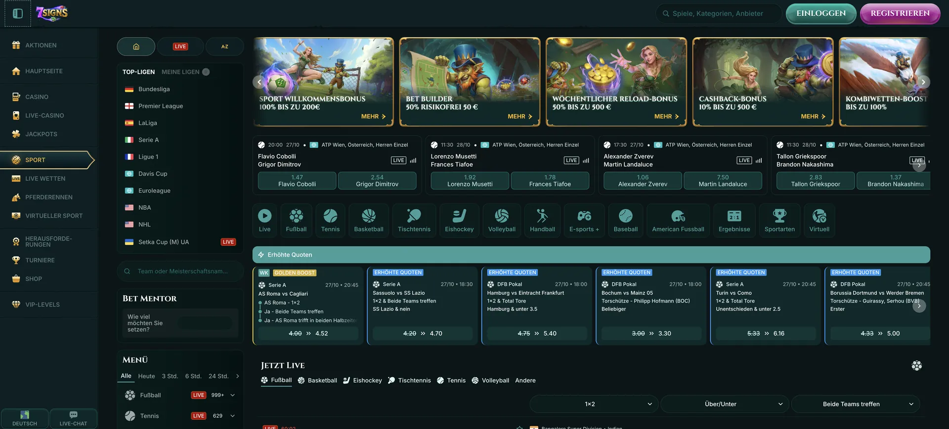 7Signs Casino Login: Sportwetten