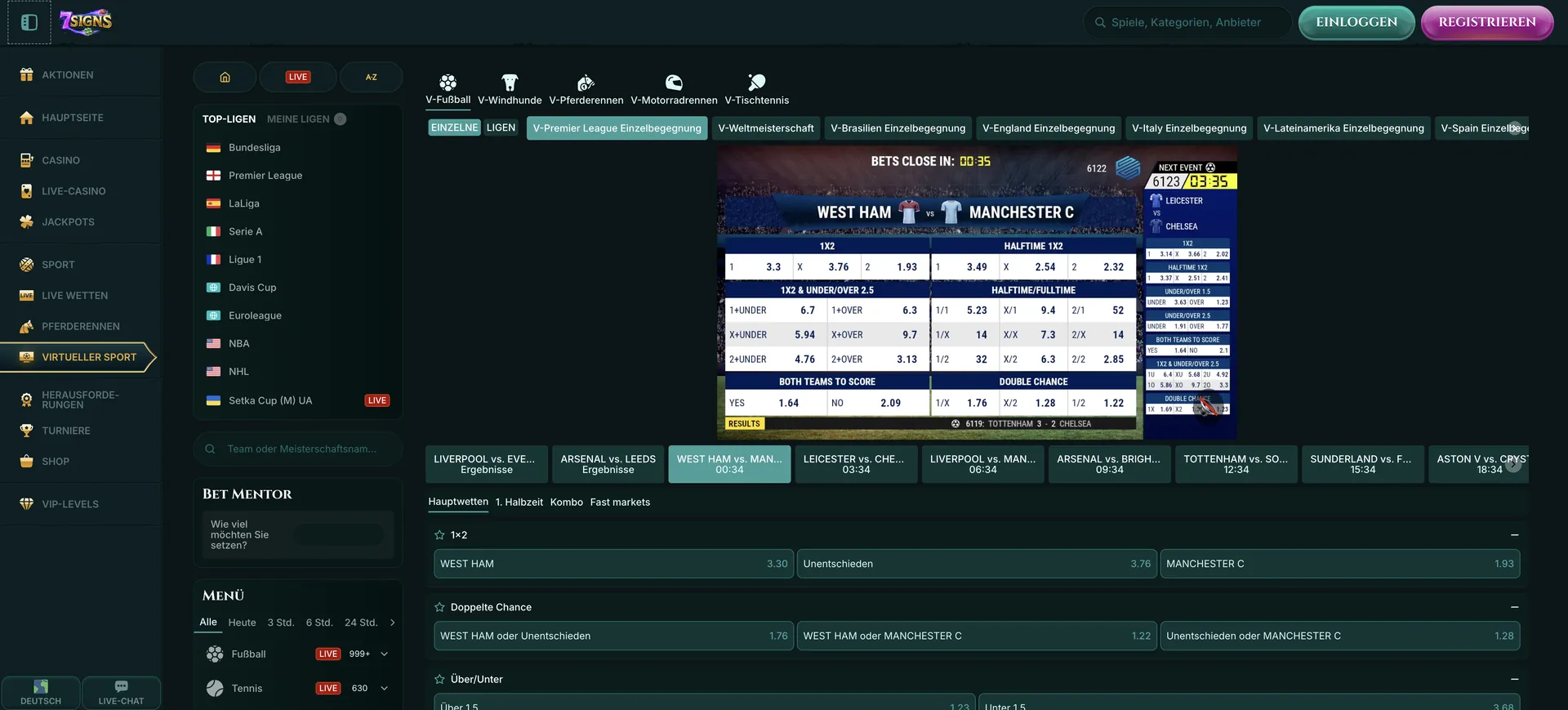 7Signs Casino Auszahlung: Virtueller Sport